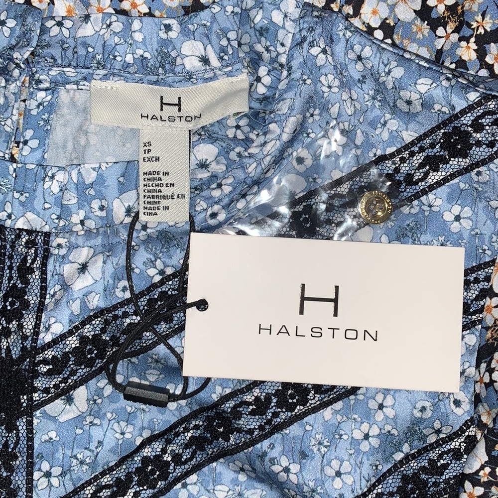 H Halston Lace Appliqué Washed Satin Top - Picture 4 of 4